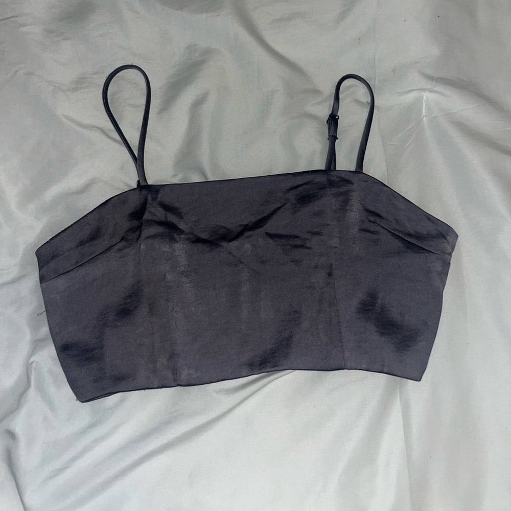 Shiny dark grey crop top